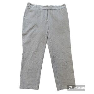 Talbots Womens Size 8 Seersucker Crop Pant Signature Blue White 100% Cotton